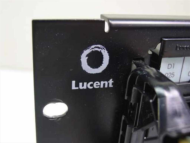 Lucent logo and branding detail on black rackmount patch panel front panel