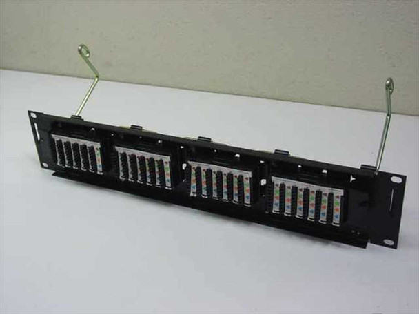 Lucent 110 patch panel front view showing color-coded 4-pair punch-down wiring blocks across full width