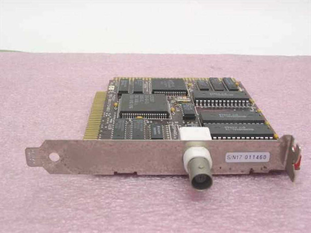 Novell 901-301173-002 8-bit ISA coax network adapter card — component side showing BNC connector and multiple ICs, front bracket view