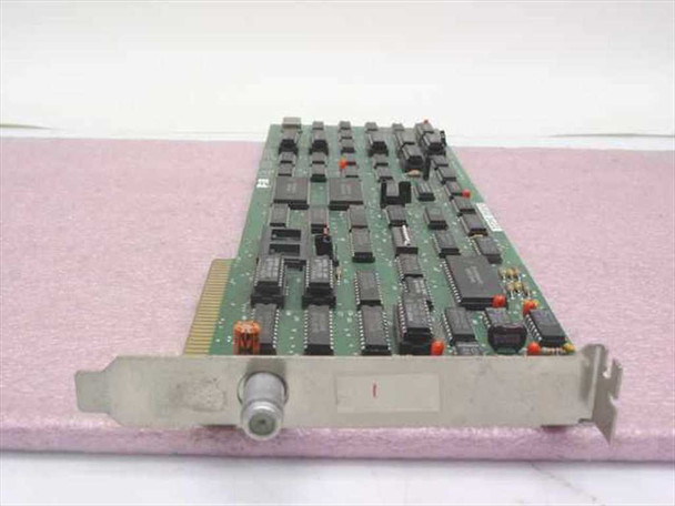 Racore A8102-000 LANPAC II 8-bit ISA network card – angled top view showing full PCB and BNC connector on bracket