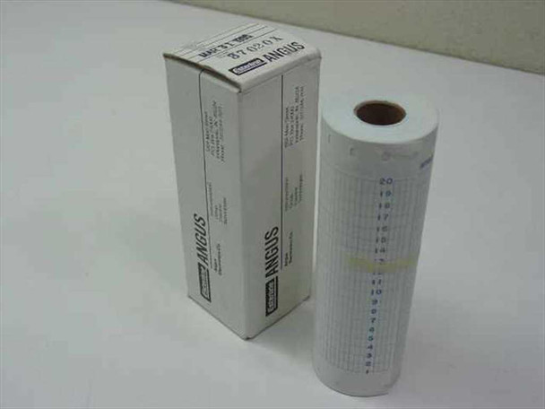 Esterline Angus 37020X chart recorder paper roll beside its original white box, showing Angus branding on both