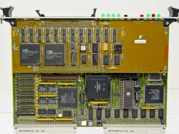 PT-VME141 full board top-down view — Cirrus Logic ICs visible on upper daughter board section, AMD and LSI Logic chips on main board