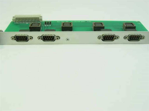 Bill West Inc PC001 Multiplexer Board – front edge view showing four DB9 RS-232 serial port connectors on bracket