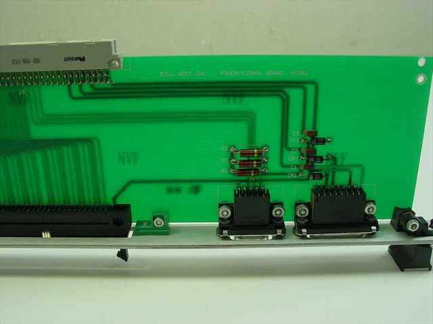 Bill West Inc PC002 Power Signal Board — PCB reverse side showing card-edge connector, resistor/diode arrays, and secondary card-edge slot