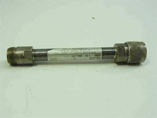 Sperry D44C15 RF Isolator reverse side view showing label text and knurled N-type connector end