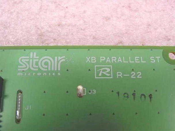 Star Micronics R-22 XB Parallel ST board – close-up of PCB silkscreen showing Star Micronics logo, XB Parallel ST label, and R-22 designation