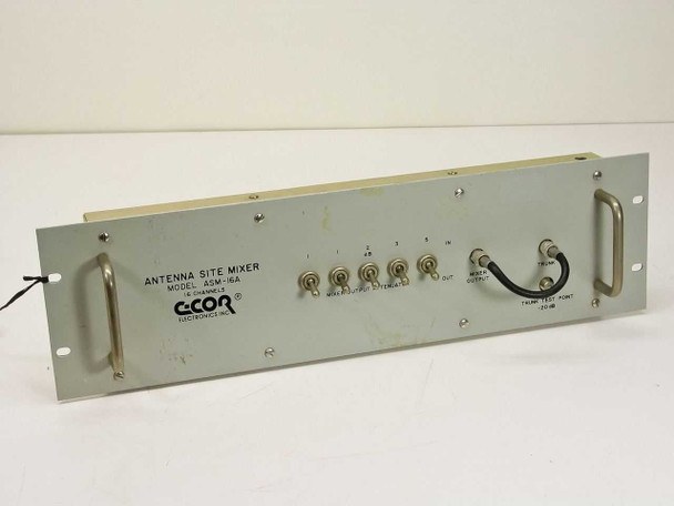C-COR Electronics ASM-16A Antenna Site Mixer front panel with rack handles and toggle attenuator switches
