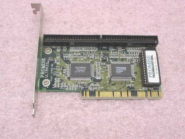 Promise Technology Ultra33 9709-00 PCI IDE controller card — top view showing two IDE connectors and dual Promise controller chips