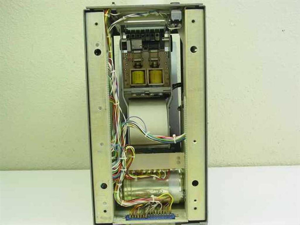 Perkin-Elmer 8x14 printer – interior view with cover removed showing print mechanism, paper roll, and wiring harness