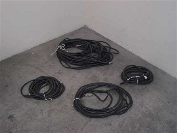 2-strand speaker cable lot — all four coils laid out on concrete floor: one large 100ft coil and three smaller 30ft coils