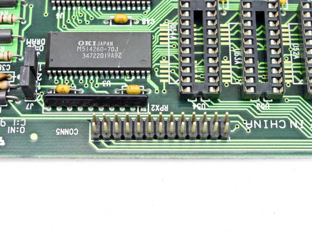 Trident 7343 Rev C1HK — close-up of OKI M514260-70J DRAM chip and header connectors on PCB