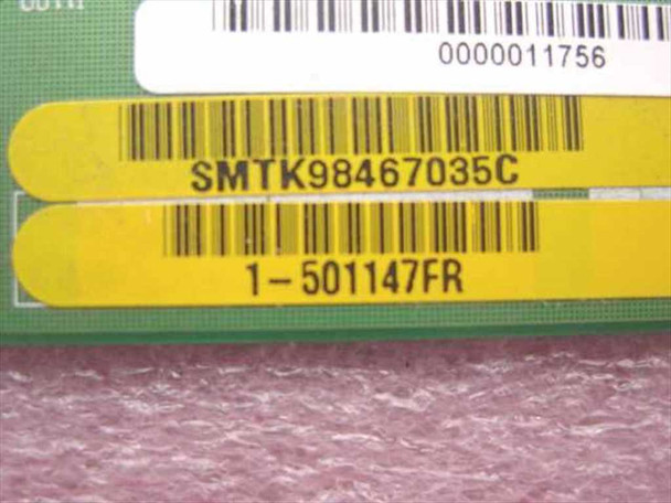 GNP Computers Soft-Switch Control Board – close-up of yellow labels showing serial SMTK98467035C and part number 1-501147FR