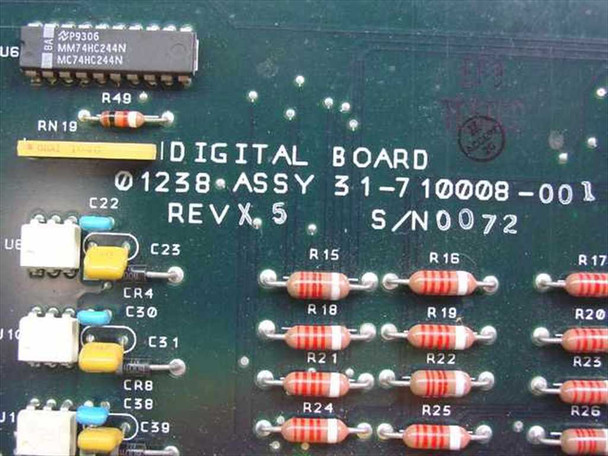 Analog Devices 31-710008-001 Digital Board – close-up of board silkscreen label showing ASSY 31-710008-001 REV X.5 S/N 0072