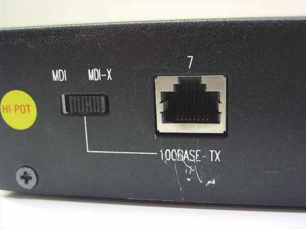 Accton EH2005-TX port 7 detail – RJ-45 100BASE-TX port with MDI/MDI-X slide switch and HI-POT label