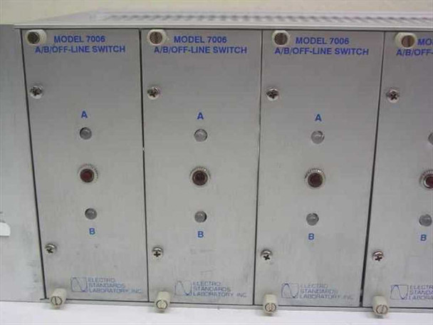 Close-up of four Model 7006 A/B/Off-Line switch front panels showing A and B indicator LEDs