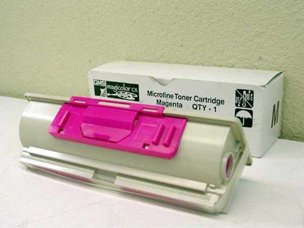 QMS 1710144-003 Magicolor CX Microfine Toner Cartridge Magenta — toner cartridge close-up showing magenta drum access cover and cartridge body