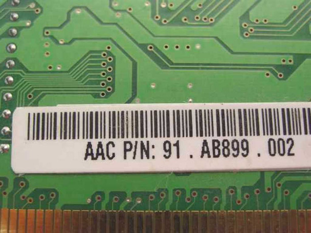Close-up of AAC part number label on PCB reverse reading 91.AB899.002