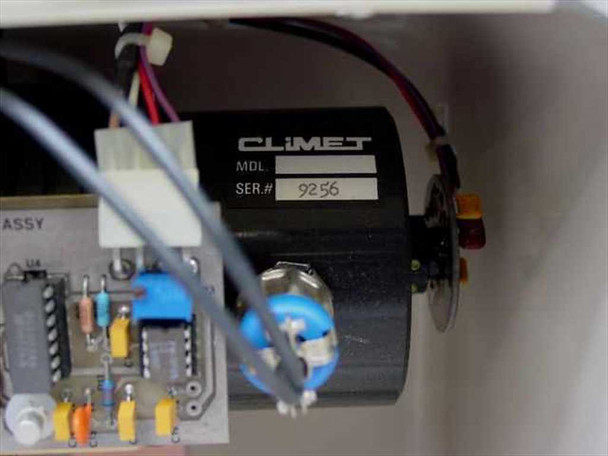 Climet CI-221 internal sensor module close-up — Climet-branded cylindrical sensor, SER.# 9256 label visible