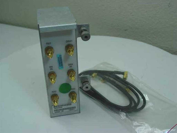Nokia 468532A RMC M2HA 2-way GSM multicoupler front panel showing multiple gold SMA connectors labeled RX1, RX2, DRX1, DRX2, with SMA flexiform cables alongside