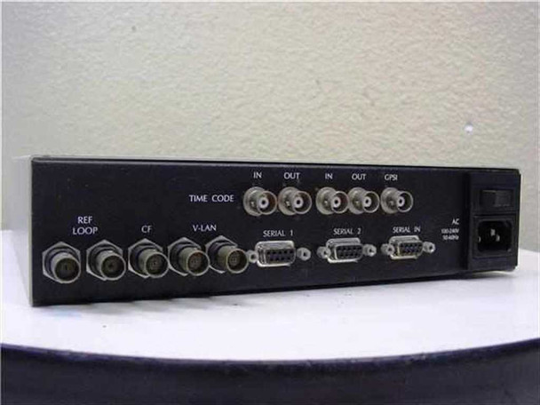 Videomedia Alix V-LAN Video Device Controller – rear panel showing REF Loop, CF, V-LAN, Time Code BNC ports, Serial 1, Serial 2, Serial In, GPSI, and IEC AC inlet rated 100-240V 50/60Hz