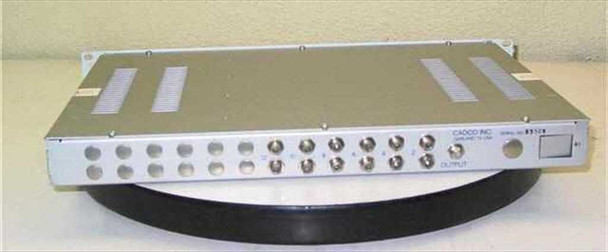 Cadco 12-1000 RF Combiner — rear panel view showing 12 F-connector inputs and single OUTPUT F-connector port