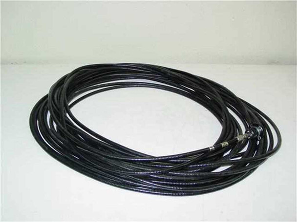 Mitsubishi STU600F Diaguide 80ft fiber optic cable coiled on white background showing full cable length and braided jacket