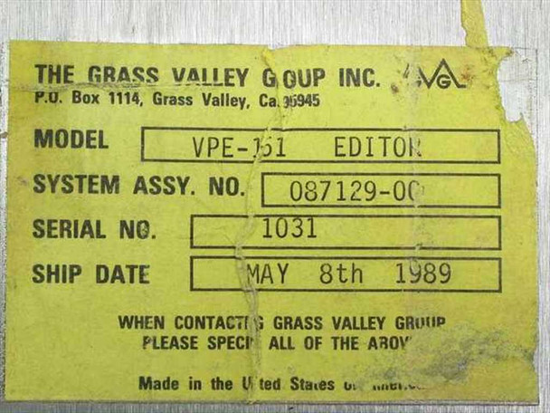 Grass Valley Group VPE-151 Video Production Editor Controller with Keyboard