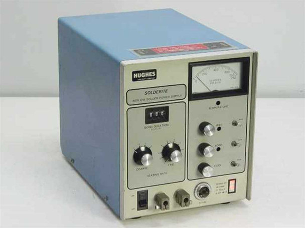 Hughes Aircraft HTT-600 Solderite Reflow Solder Power Supply – front-left angle view showing panel controls, analog temperature meter, and blue enclosure