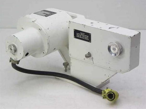 Photo-Sonics Take-Up Clutch for 70mm-10B 35mm-4B — front/side view showing white painted housing, motor, cable, yellow connector, and rating plate