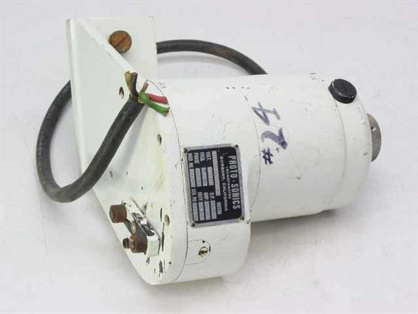 Photo-Sonics 10-1030 take-up motor with white housing and mounting bracket, angled front-left view showing rating plate and power cable