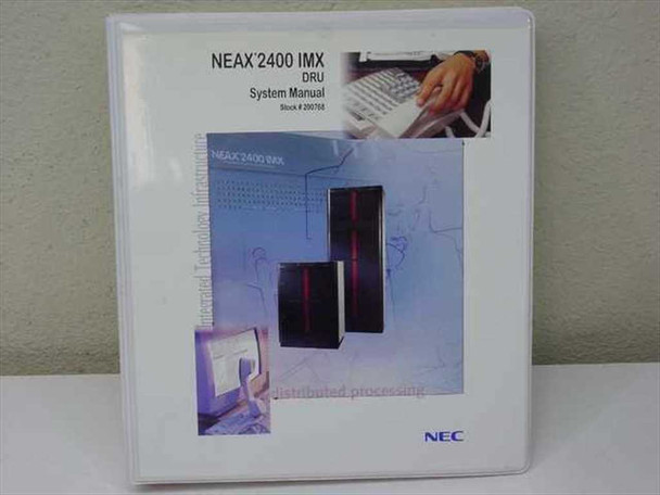 NEC NEAX 2400 IMX DRU System Manual binder, Stock 200768, with distributed processing cover imagery
