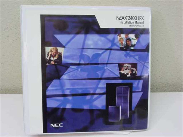 NEC NEAX 2400 IPX Installation Manual binder, Stock 200773, with blue communications cover imagery