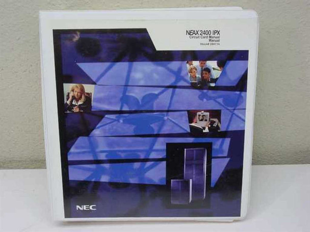 NEC NEAX 2400 IPX Circuit Card Manual binder, Stock 200174, with blue communications cover imagery