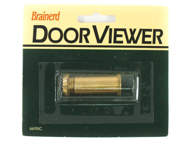 Brainerd 669XC Door Viewer — single retail card showing solid brass peephole unit, model number 669XC visible at bottom