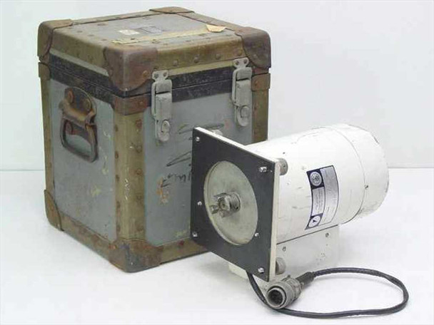 Giannini Scientific 205-071-7 three-phase motor assembly shown next to its rugged metal transit case with latches and carry handles