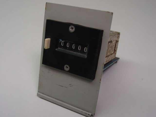 Kessler-Ellis KEP 476666-1 electromechanical counter front panel view showing 5-digit drum display reading 00000 with panel mounting bracket