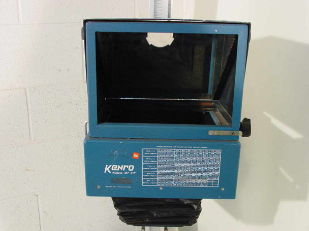Kenro Model MP-812 blue camera housing open — front view with row/counter settings chart on side panel