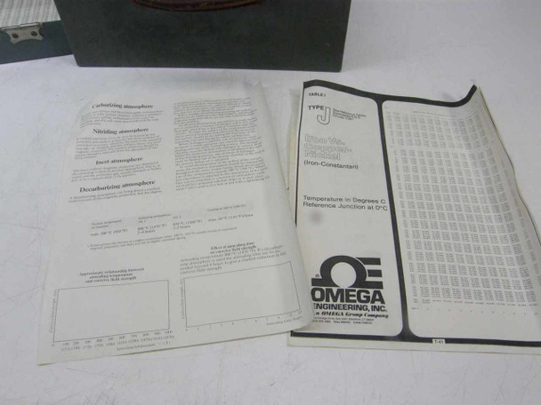 Accessories included with Duran QD255 – Omega Engineering Type J Iron-Constantan thermocouple temperature reference table and supplemental instruction sheet