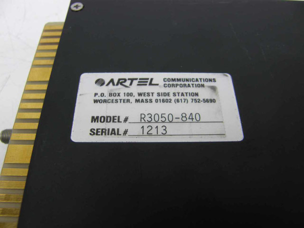 Artel R3050-840 second label view confirming Model R3050-840 and Serial 1213 on Artel Communications Corporation card