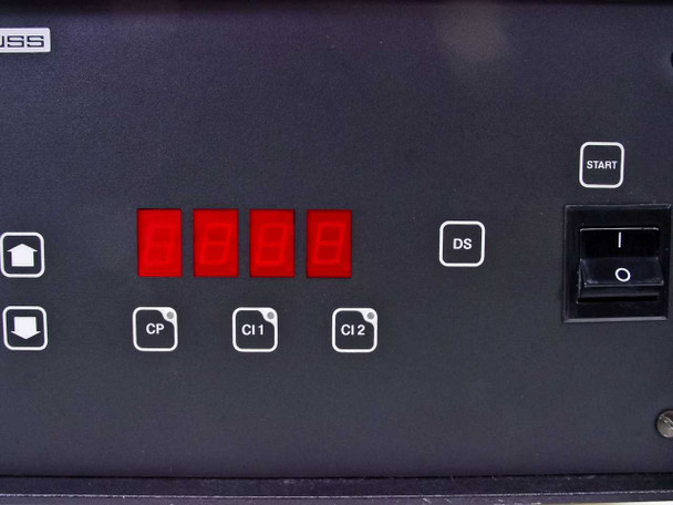 Karl Suss controller front panel detail — CP, CI1, CI2, DS, START buttons and 4-digit red LED display