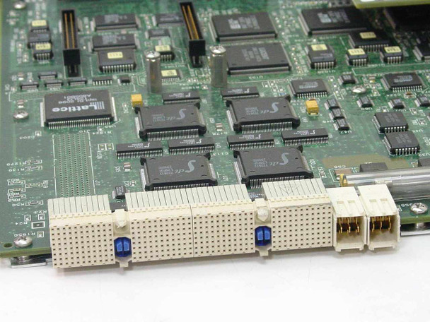 Cabletron 6H123-50 Smart Switch 6000 Ethernet Module – close-up of PCB showing Lattice FPGAs and additional surface-mount ICs
