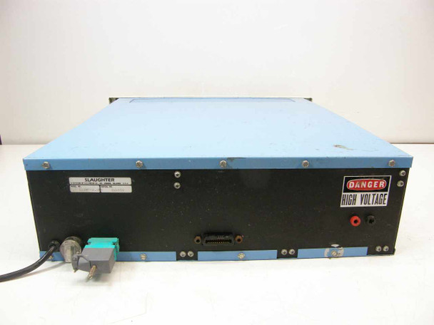 Slaughter 727/103MP-3 Insulation Tester – rear panel view showing high-voltage output terminals, DANGER HIGH VOLTAGE label, power cable, and rating plate