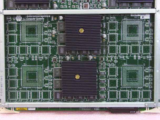 Silicon Graphics GE12-4 PCA Module Board – rear component side showing SGI Computer Systems branding and dual heatsink array