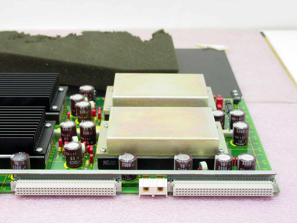 Silicon Graphics 303X2 Power Board close-up of shielded transformer cans section with capacitor array and edge connectors