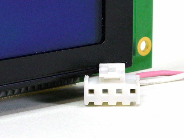 MTB-135 PB-135 display module — close-up of white JST-style 4-pin connector on the PCB edge