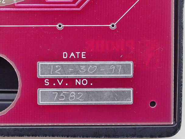 SV Probe C48-2 label detail showing date field stamped 12-30-97 and S.V. No. field stamped 7582
