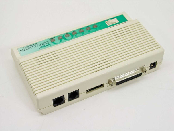 US Robotics Sportster CJE-0340 28800 Fax Modem – rear panel view showing DB25 serial port and two RJ-11 phone jacks