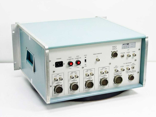 Ailtech Stoddart P7 Programmer – rear panel three-quarter view showing multi-pin circular connectors for NM7, NM17/27, NM37/57, NM67 channels and AC power inlet