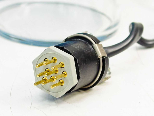 Gold-contact multi-pin circular connector on the Perkin Elmer 303-6012 Intensitron lamp cable
