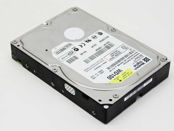Western Digital WD100 10GB IDE hard drive – alternate top angle showing label and rear of drive